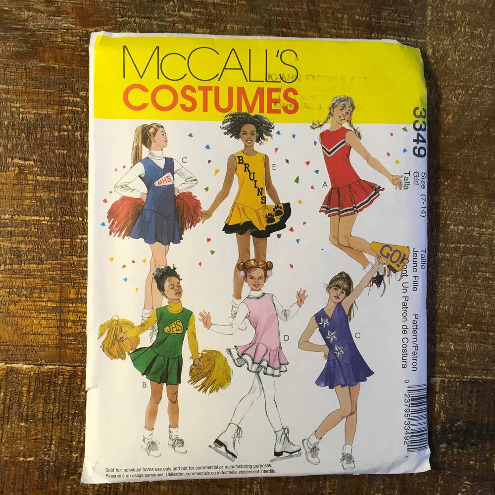 McCalls  Sewing Pattern 3349 Girls Cheerleader Ice Skating Costume 7-14 UNCUT